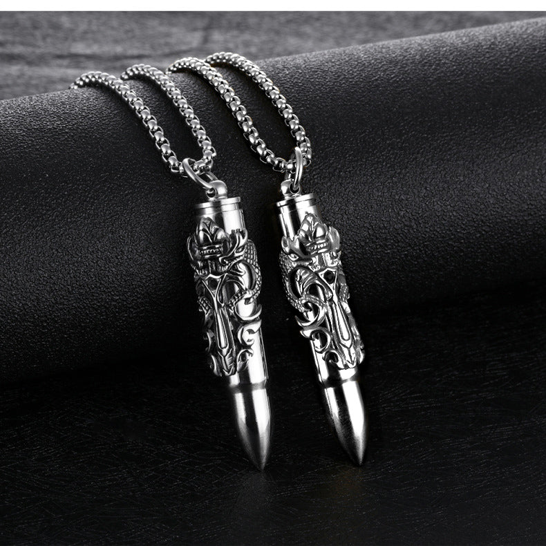 DragonBulletDaggerNecklaceforMenorWomenStainlessSteelGothBikerGingerLyneCollection_Silver-5