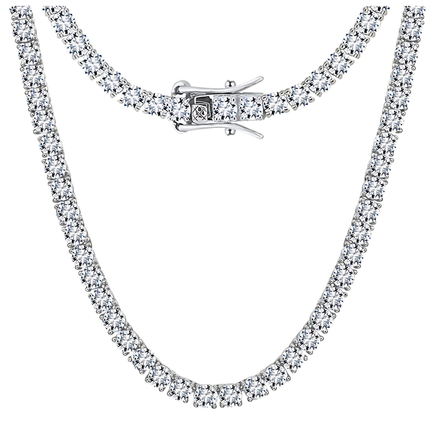 TennisNecklaceforWomenSterlingSilver3mmor5mmCubicZirconia16or18"LengthsbyGingerLyne_5mm-18"-1