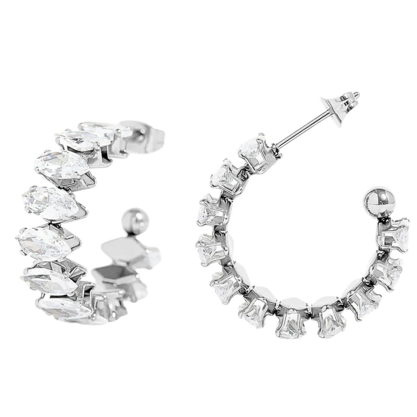 MarquiseHoopEarringsforWomenCZGoldoverSilverStainlessSteelGingerLyneCollection_Silver-1