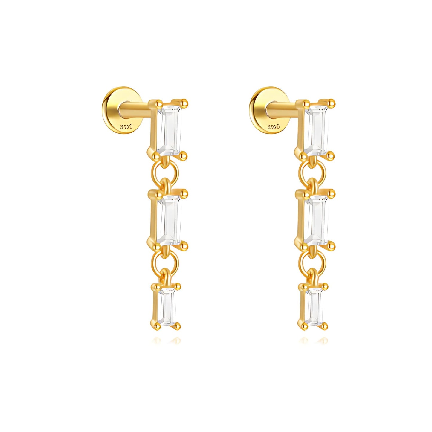 DangleFlatBackEarringsforCartilageHelixTragusUpperLobeGoldPlatedSterlingSilver1pairbyGingerLyne_Gold-1