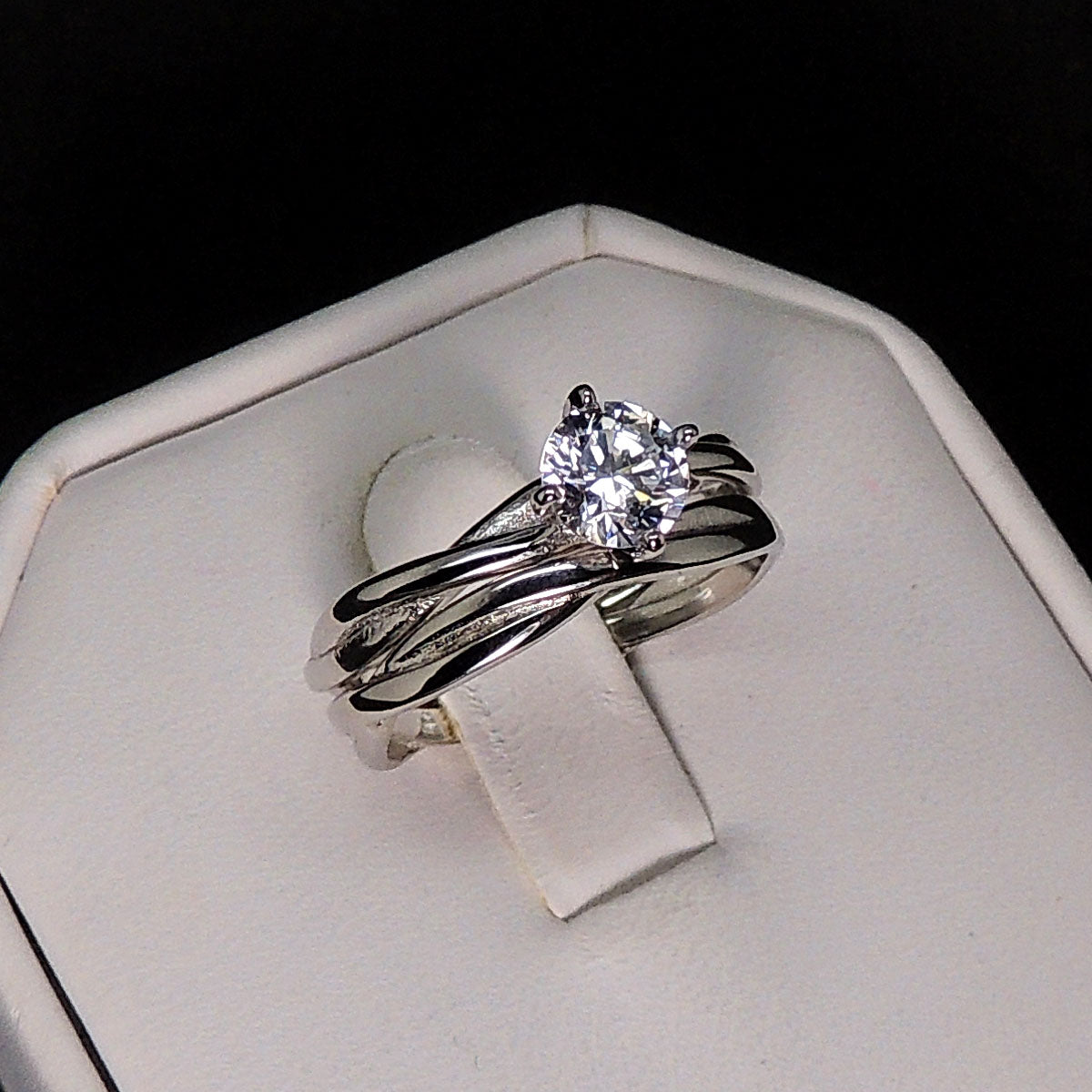 AuroraWeddingRingSetforWomenSterlingCzEngagementRingMatchingBandGingerLyneCollection_Silver-6