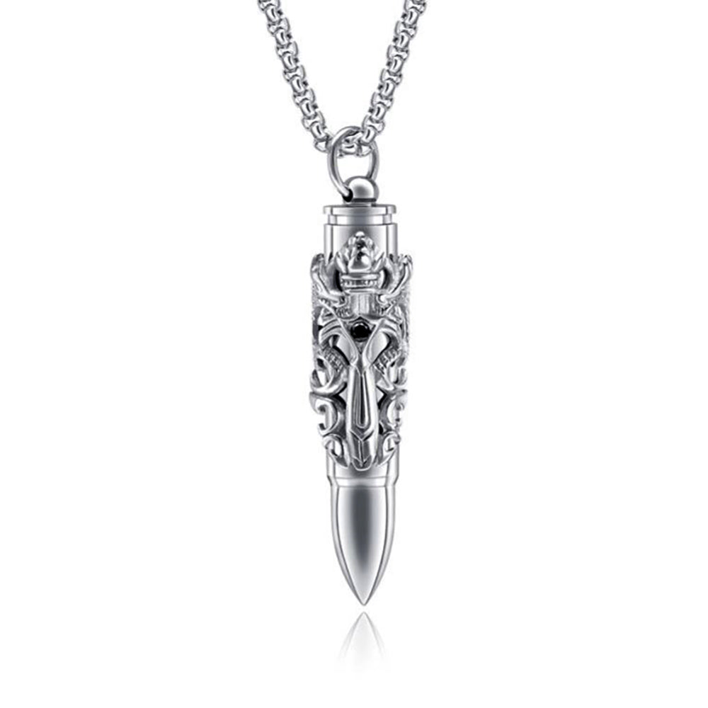 DragonBulletDaggerNecklaceforMenorWomenStainlessSteelGothBikerGingerLyneCollection_Silver-1