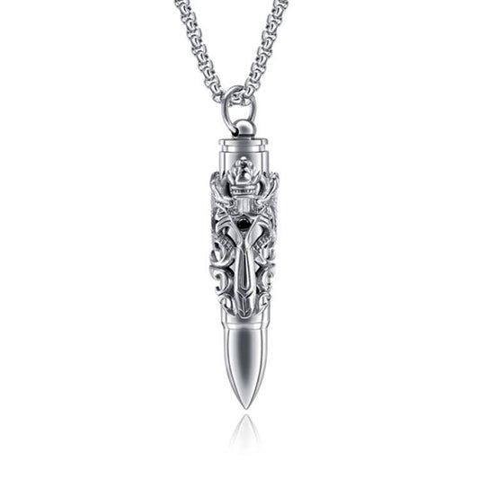 DragonBulletDaggerNecklaceforMenorWomenStainlessSteelGothBikerGingerLyneCollection_Silver-1