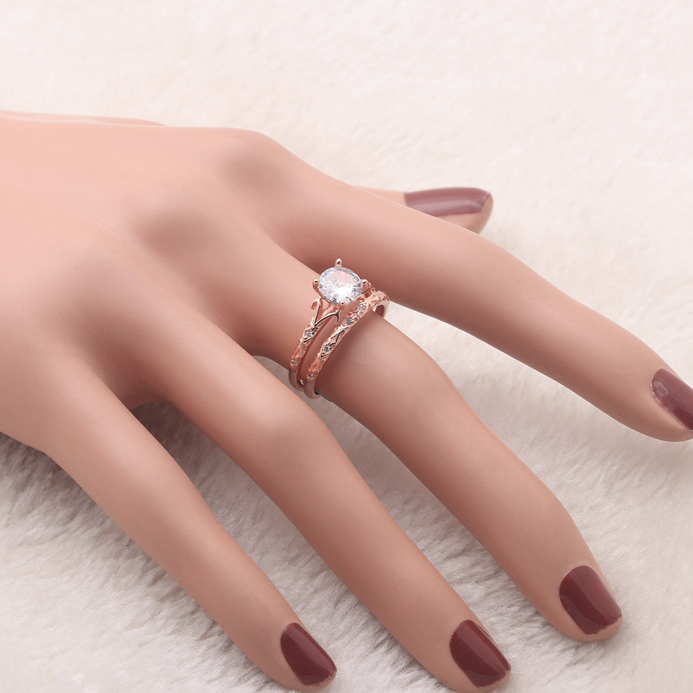 LanelleWeddingRingSetforWomenSterlingSilverEngagementRingMatchingBandbyGingerLyneCollection_RoseGold-5