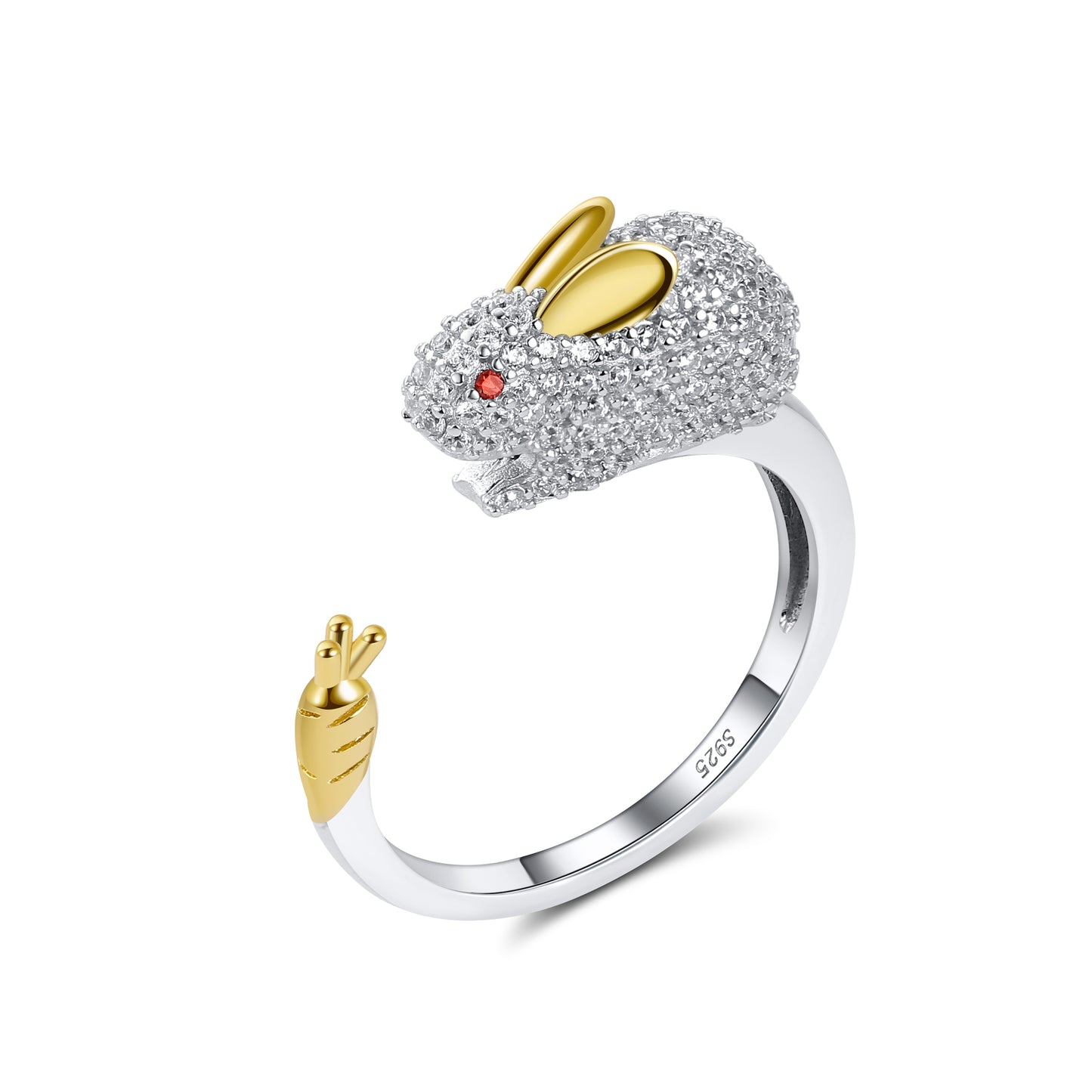 BunnyCarrotWrapRingforWomenSterlingSilverZirconiaGingerLyneCollection_Clear-1