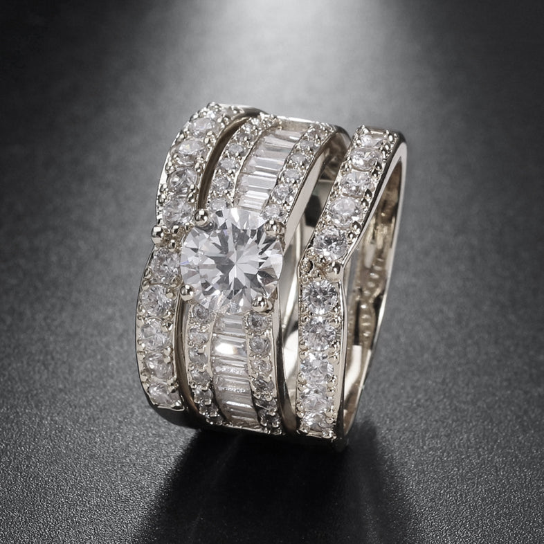 EnchanmentWeddingRingSetforWomen3pcCzEngagementMatchingBandGingerLyneCollection_Silver-2