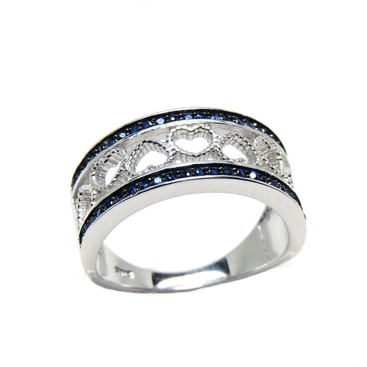 LacyHeartsBandRingSterlingSilverBlueCzWomensGingerLyneCollectionSize6_Silver-1