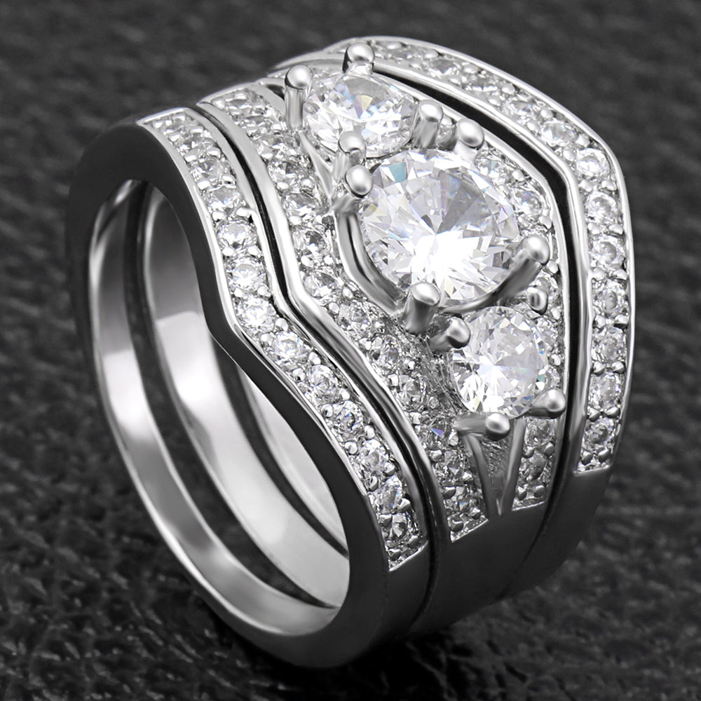 LeahIIWeddingRingSetforWomen3pcBridalEngagementBandGingerLyneCollectionSize8_Silver-7