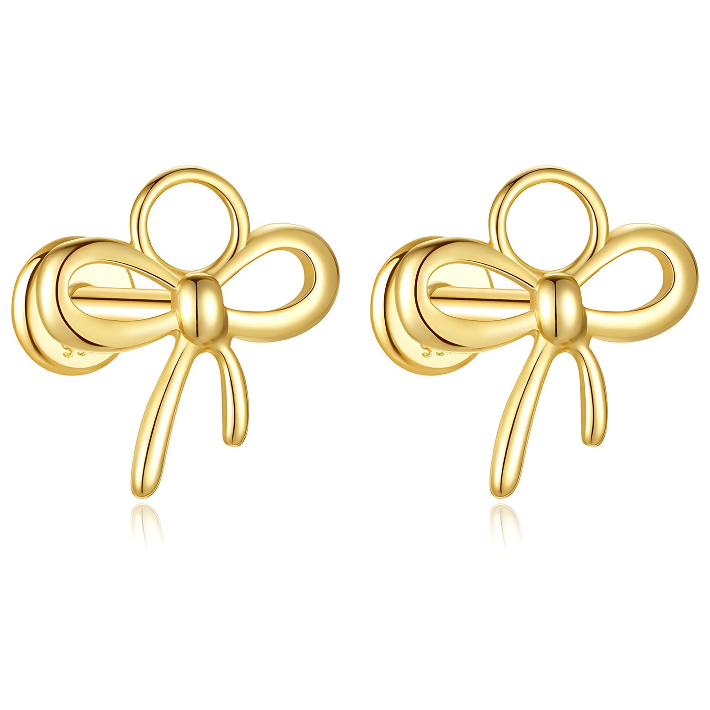 BowKnotFlatBackEarringsforCartilageHelixTragusLobe14ktGoldPlatedSterlingSilverPairbyGingerLyne_Gold-1