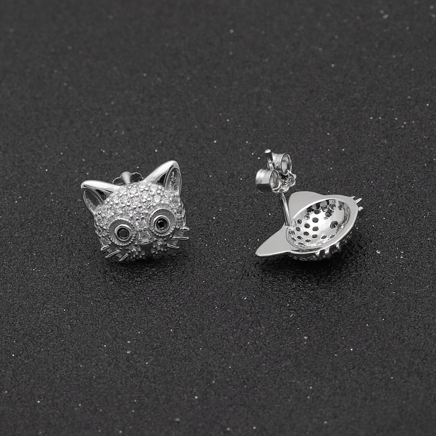 KittyCatStudEarringsforWomenCZSterlingSilverGingerLyneCollection_Silver-3