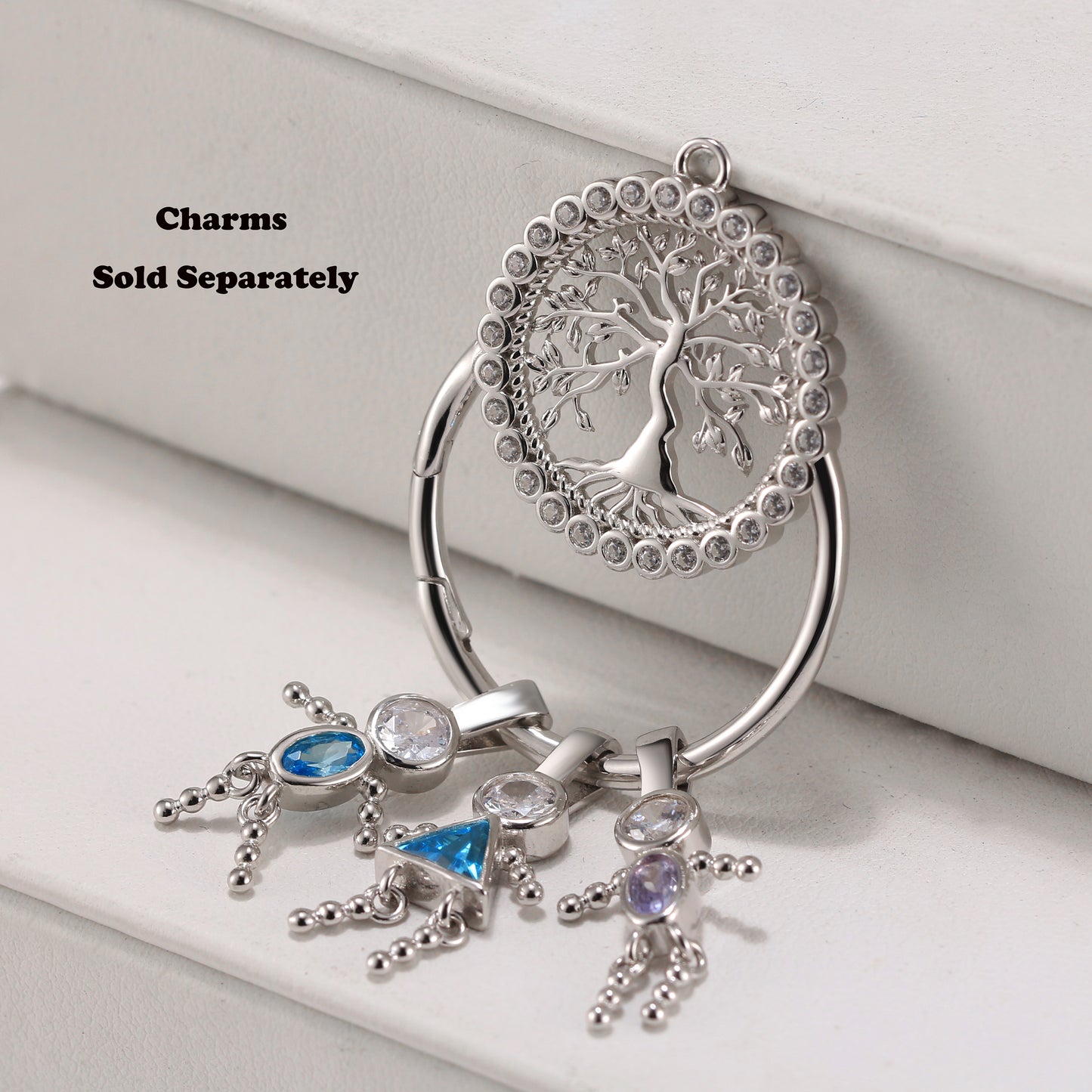 FamilyTreeCharmHolderforNecklacebyGingerLyneSterlingSilverforGrandmotherorMother_FamilyTree-CH-5