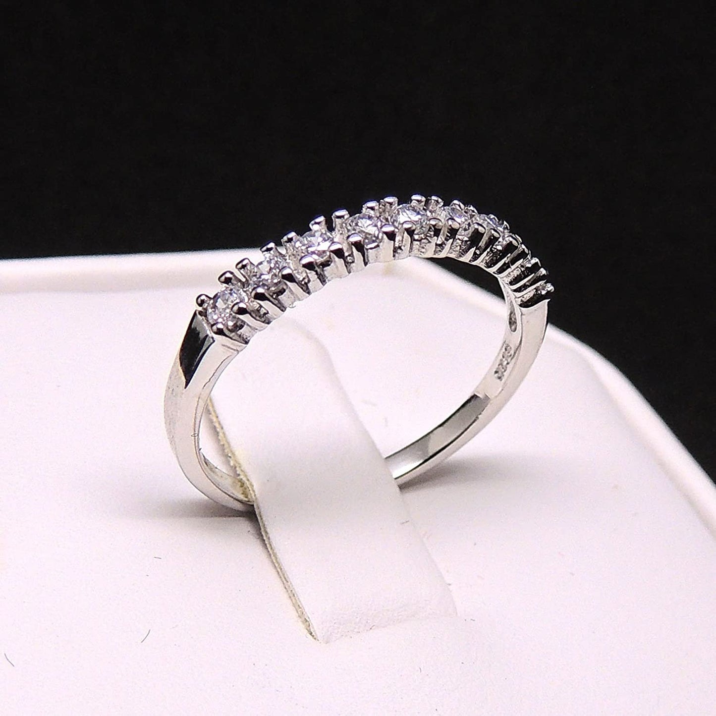 CarolineAnniversaryBandforWomenHalfEternityRingWhiteGoldPlatedCZGingerLyne_Silver-3
