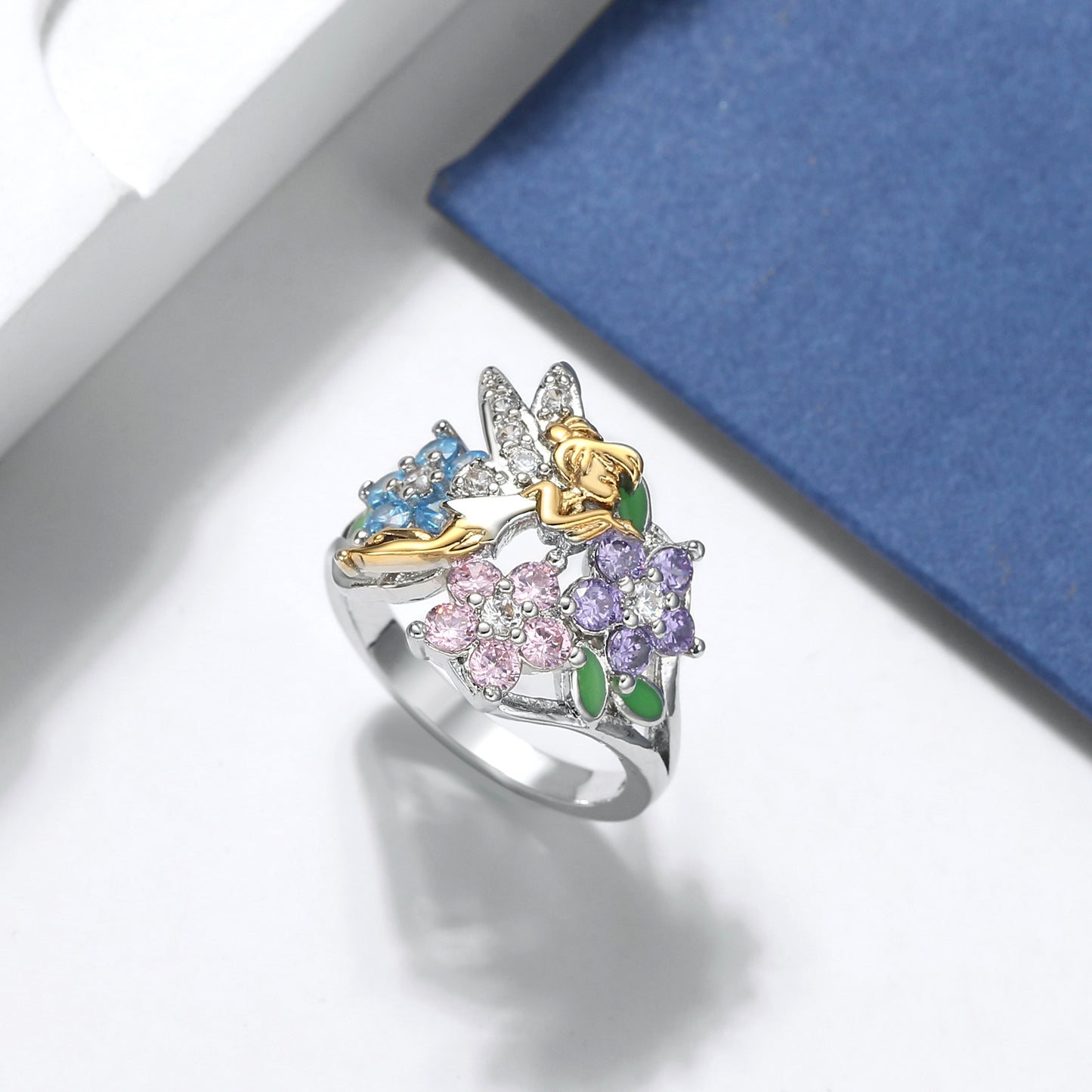 FairyRingsforWomenWingedAngelFlowerCubicZirconiaGingerLyneCollection_Silver-2
