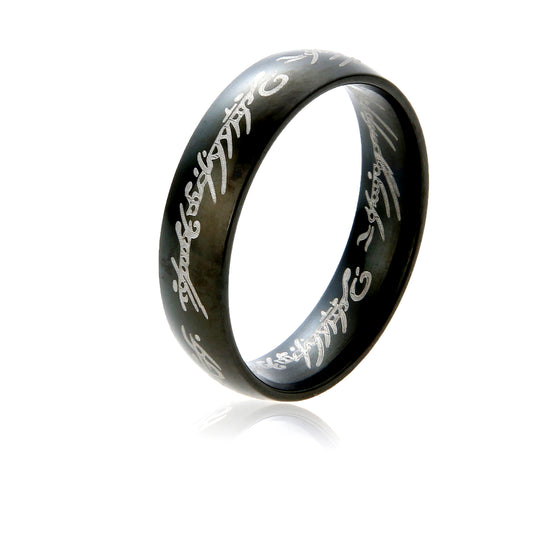 EngravedGoldWeddingBand6mmStainlessSteelRingforMenorWomenbyGingerLyne_Black-1