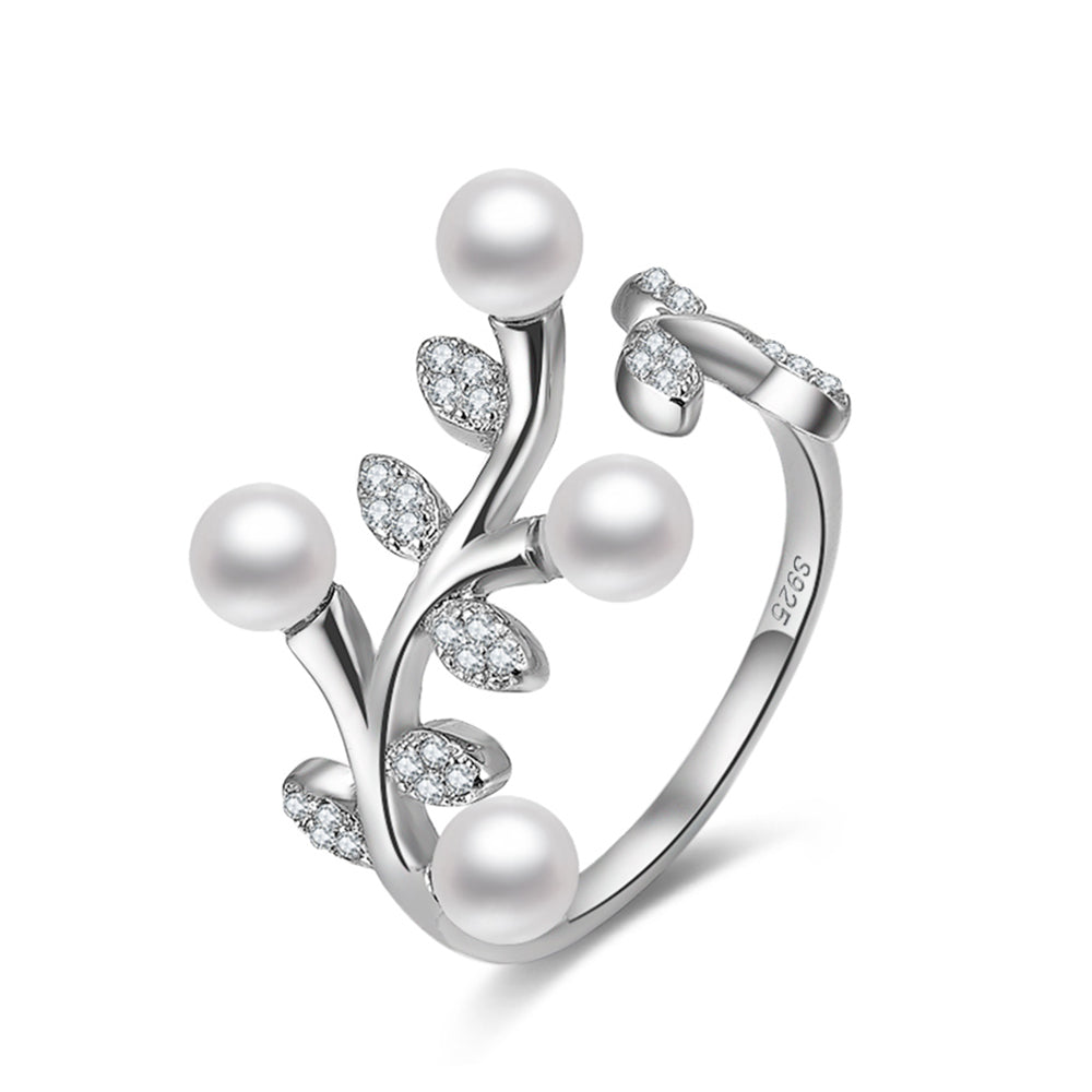 LeafSimulatedPearlAdjustableWrapRingforWomen925SterlingSilverGingerLyneCollection_Silver-1