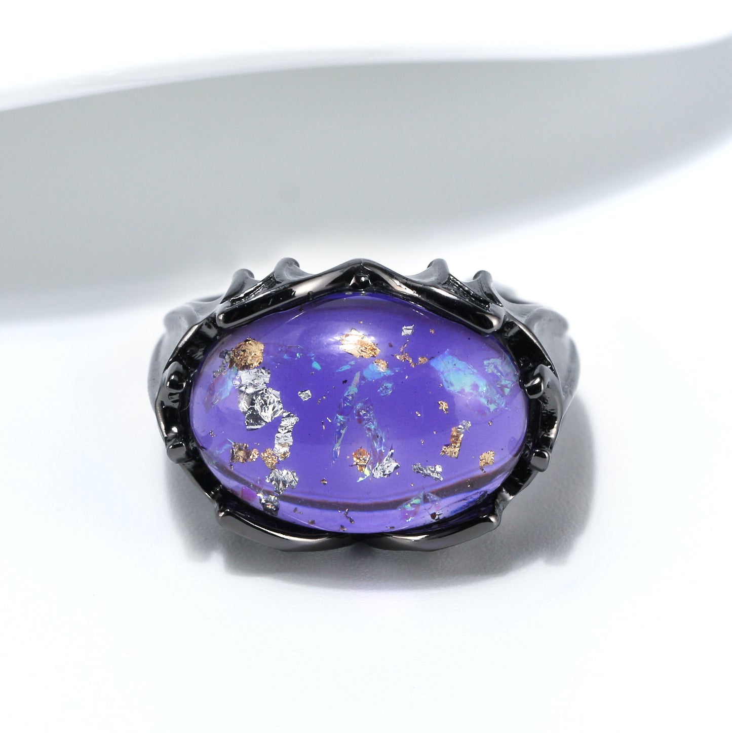 GothicBatWingBlackDragonEyeRingForWomenSterlingSilverGingerLyneCollection_Red-5