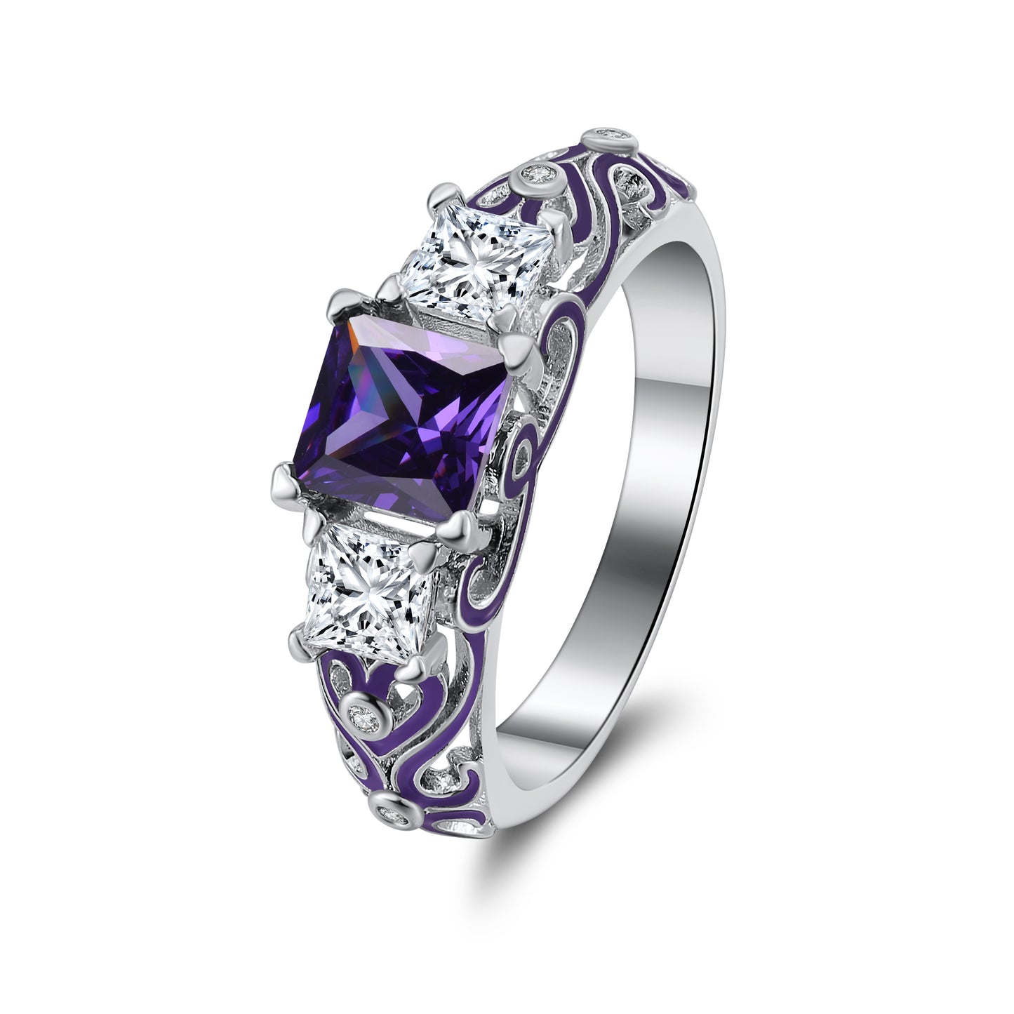CherriPurpleWeddingRingSetforWomenCzPrincessEngagementRingMatchingBandGingerLyneCollection_Purple-6