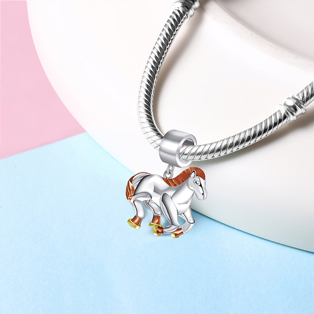 PonyHorseCharmforWomenEuropeanBeadThreeToneGoldPlatedSterlingSilverGingerLyneCollection_Silver-2