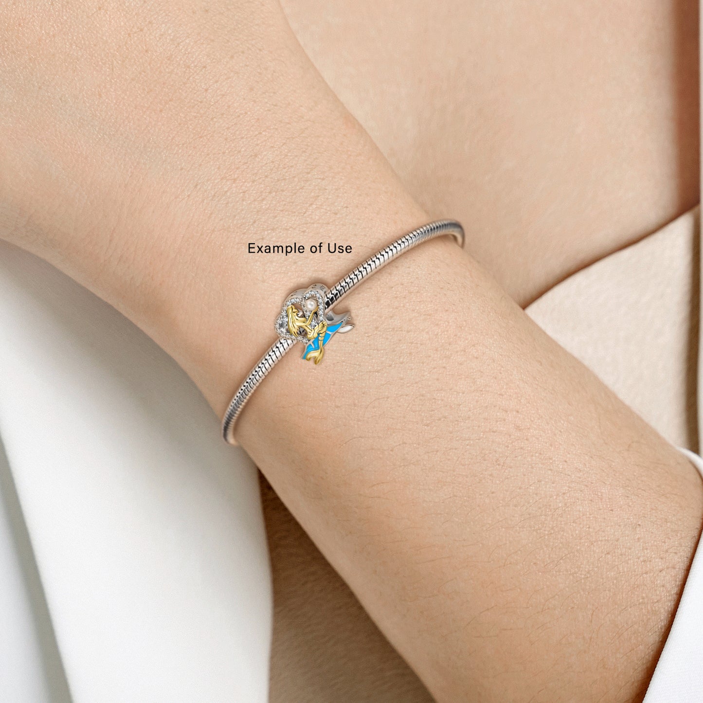 MermaidCharmEuropeanBeadBlueEnamelSterlingSilverPearlGingerLyneCollection_Blue-2