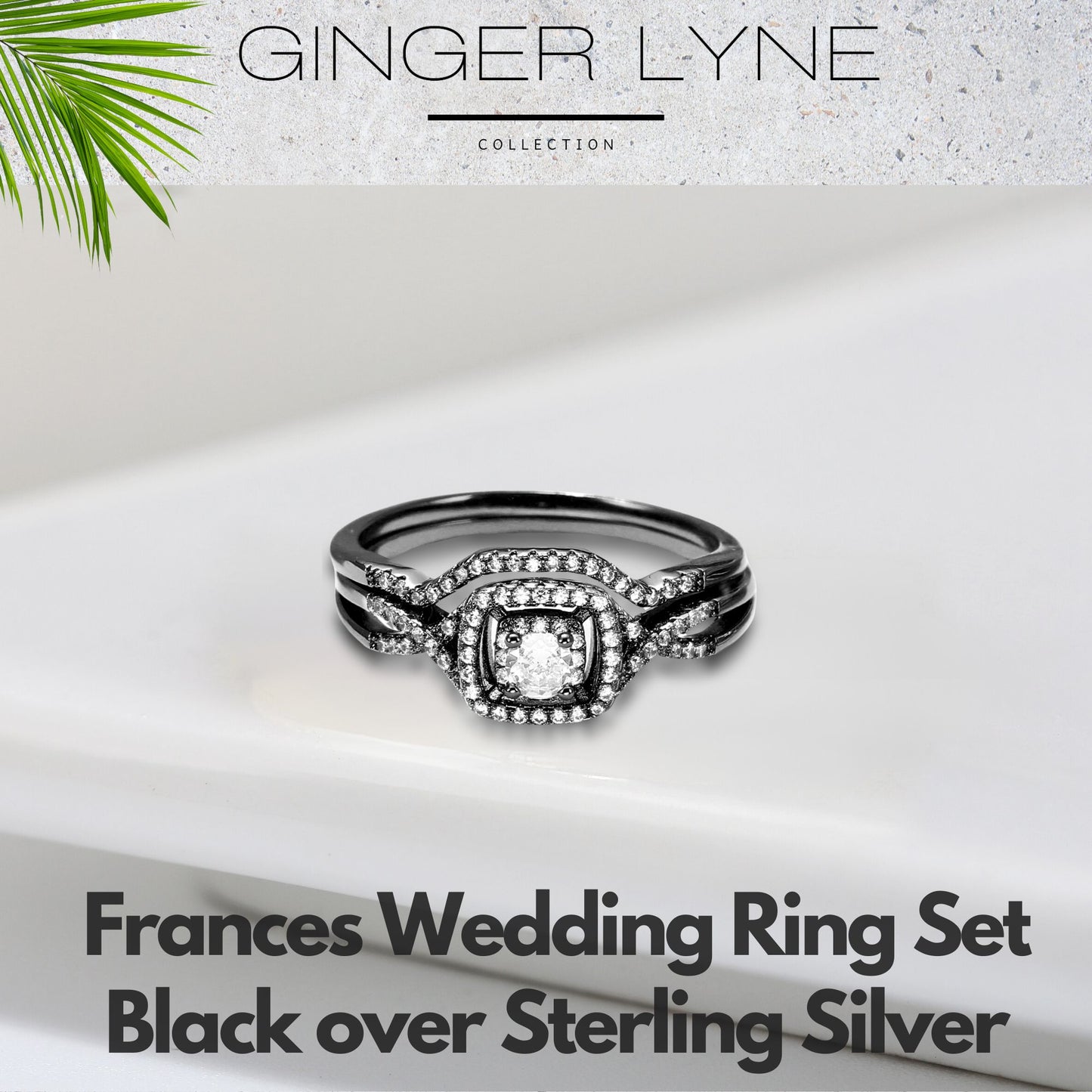 WeddingRingSetforWomenHaloCZWhiteGoldSterlingSilverEngagementRingGingerLyneCollection_Black/SterlingSilver-2