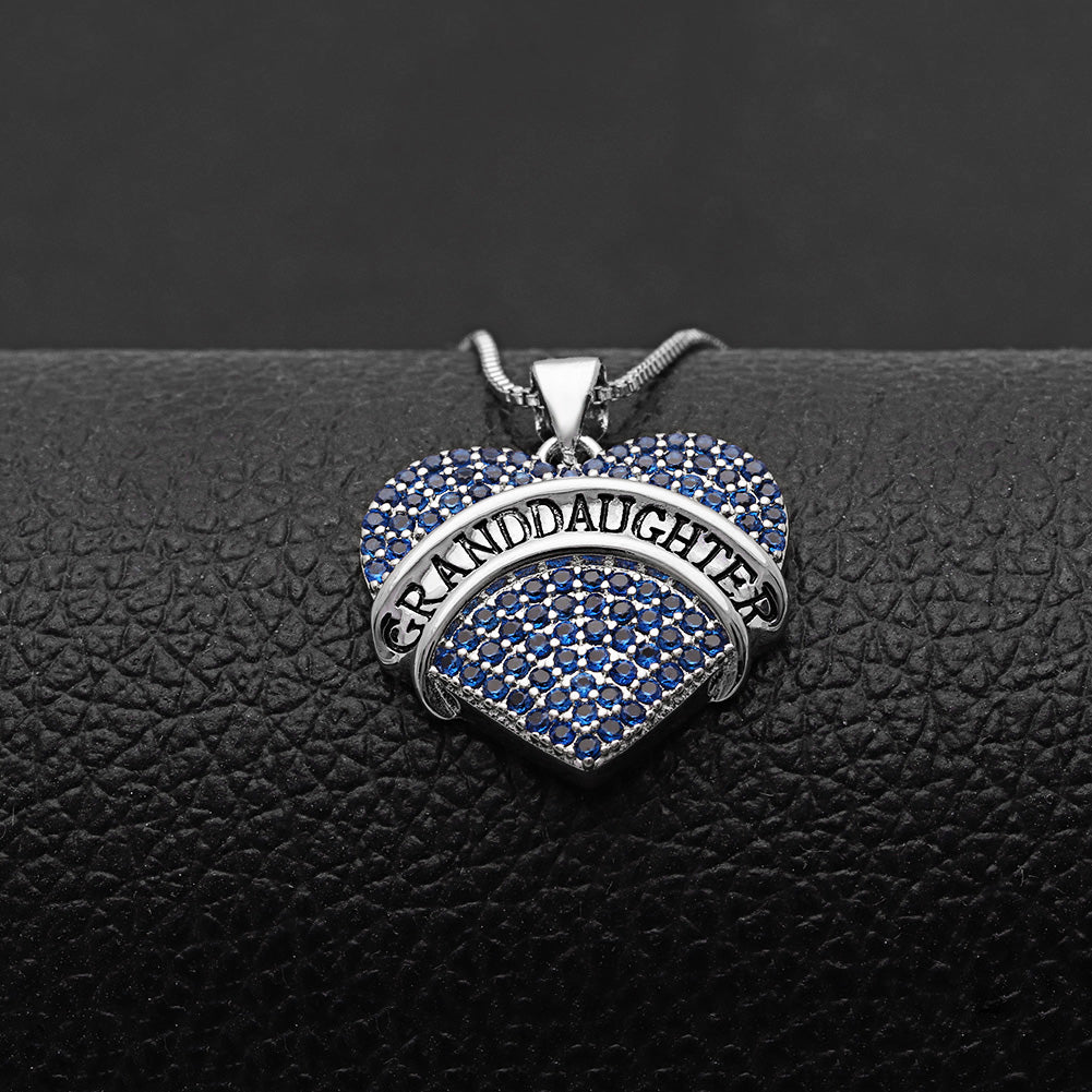 GranddaughterNecklaceforWomenbyGingerLyneCZHeartPendantWhiteGoldPlated_Blue-2