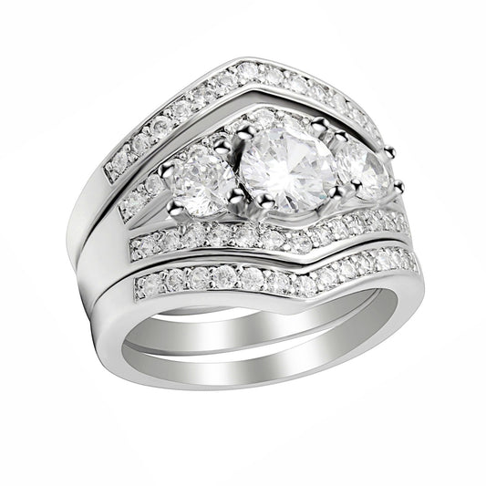 LeahIIWeddingRingSetforWomen3pcBridalEngagementBandGingerLyneCollectionSize8_Silver-1
