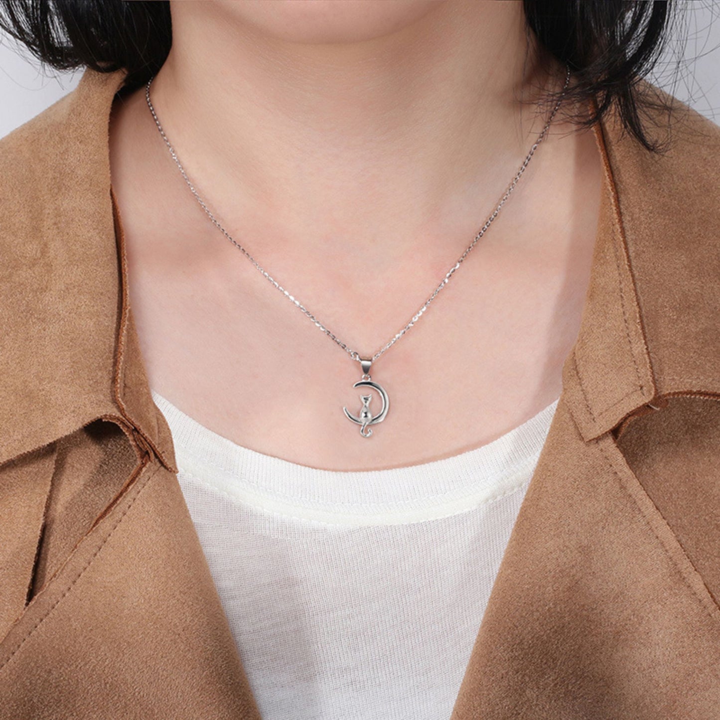 KittyCatonMoonPendantNecklaceforWomenSterlingSilverGingerLyneCollection_Silver-3