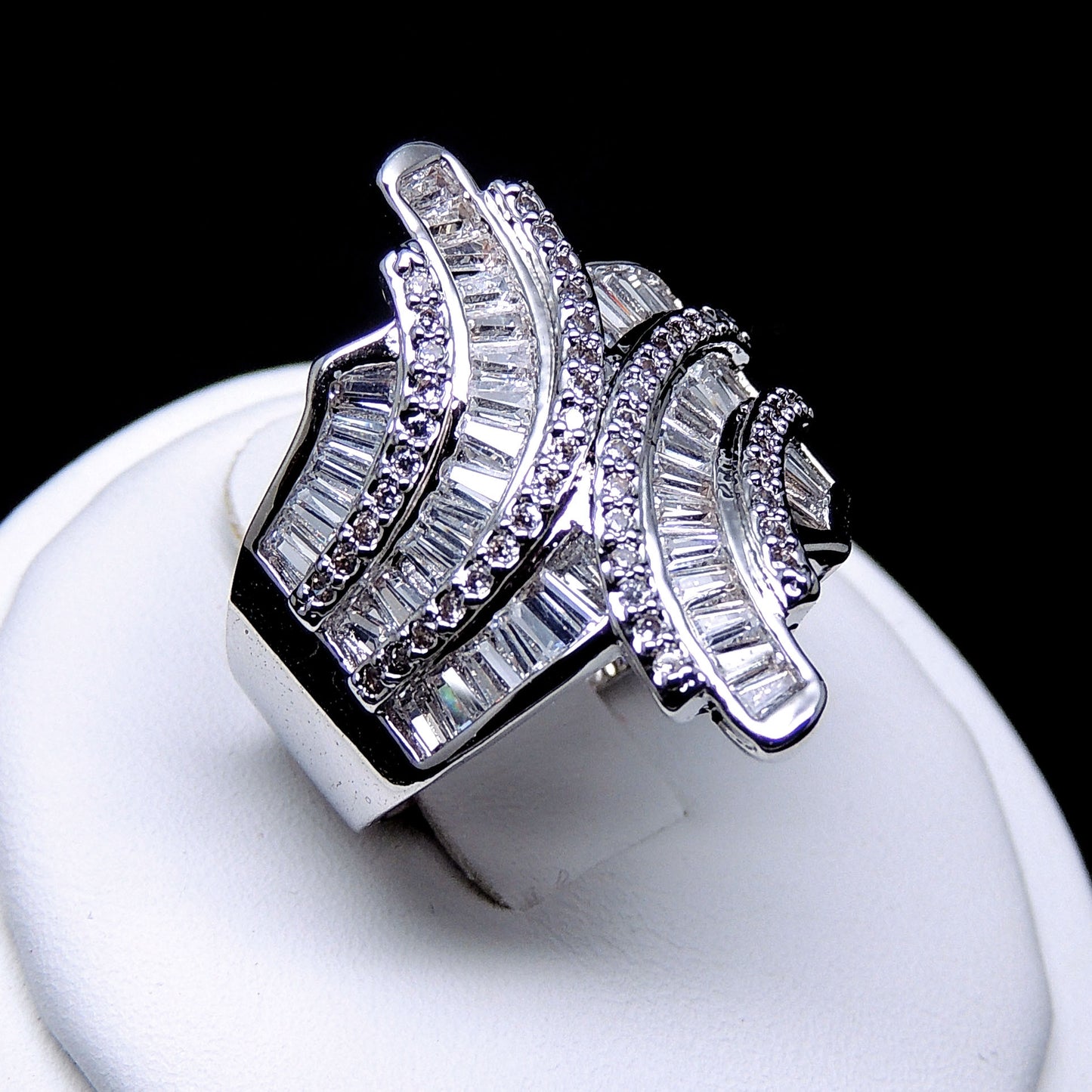 EstellaStatementRingBaguettesCutCubicZirconiaWomensGingerLyneSize6_Silver-6