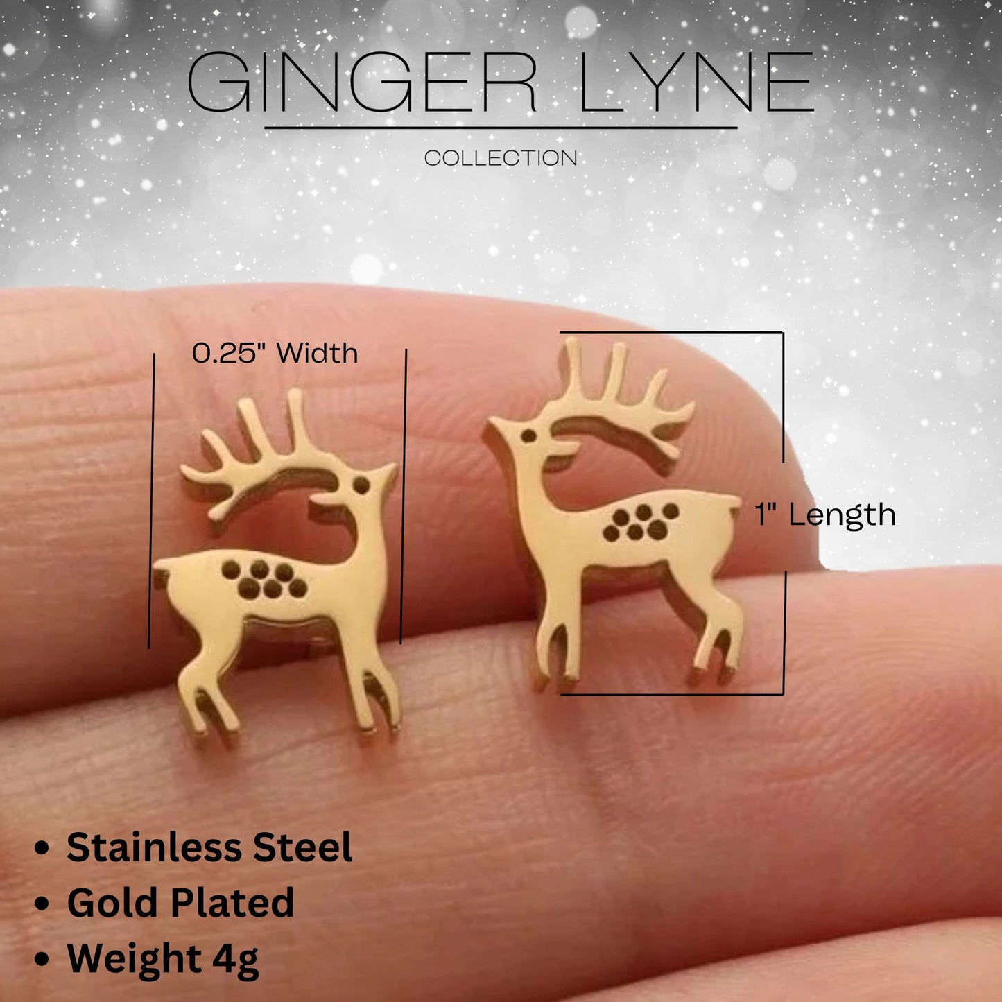 ReindeerEarringsforWomenGoldToneStainlessSteelStudButterflyBackbyGingerLyne_Gold-3