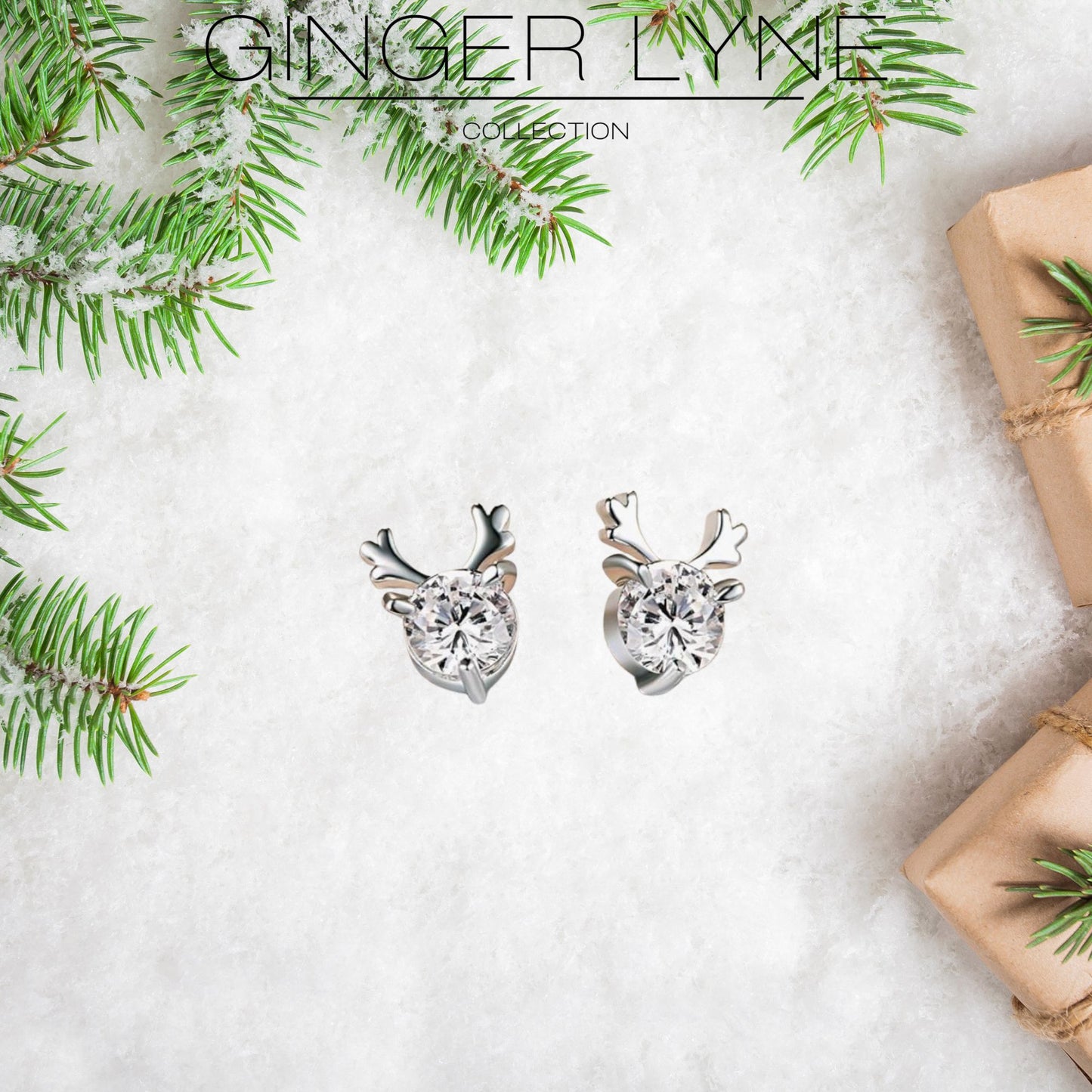 CZReindeerChristmasEarringsforWomenWhiteGoldPlatedStudbyGingerLyne_Silver-2
