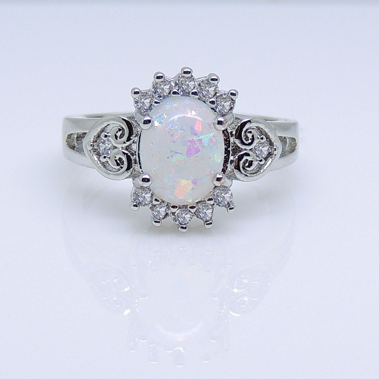 NeveStatementRingOvalFireOpalCzWomensGingerLyneCollection_Silver-5