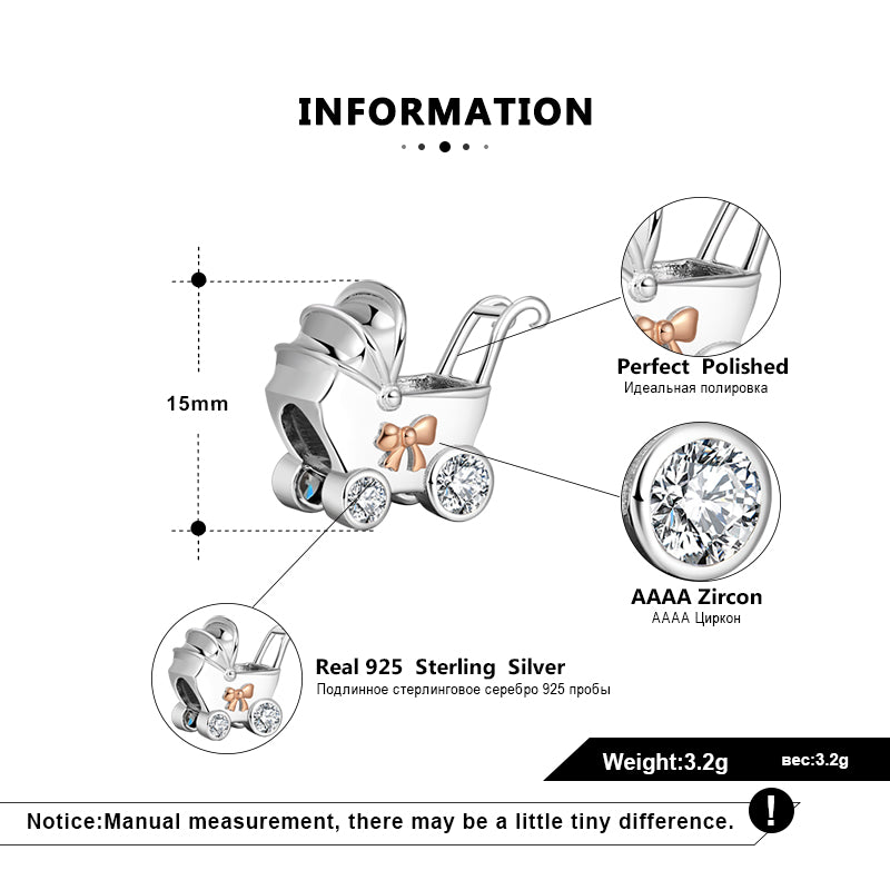 BabyCarriageCharmCubicZirconiaSterlingSilverWomensGingerLyneCollection_Silver-6