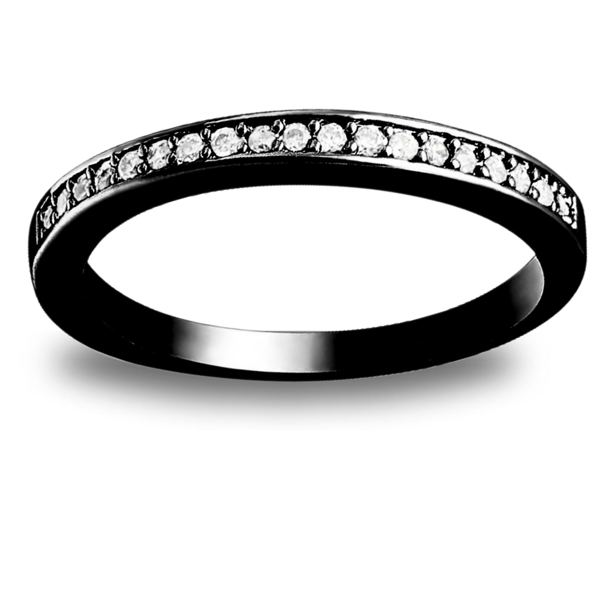 VictoriaAnniversaryBandRingSterlingSilverCzWomensGingerLyneCollection_BlackClear-1
