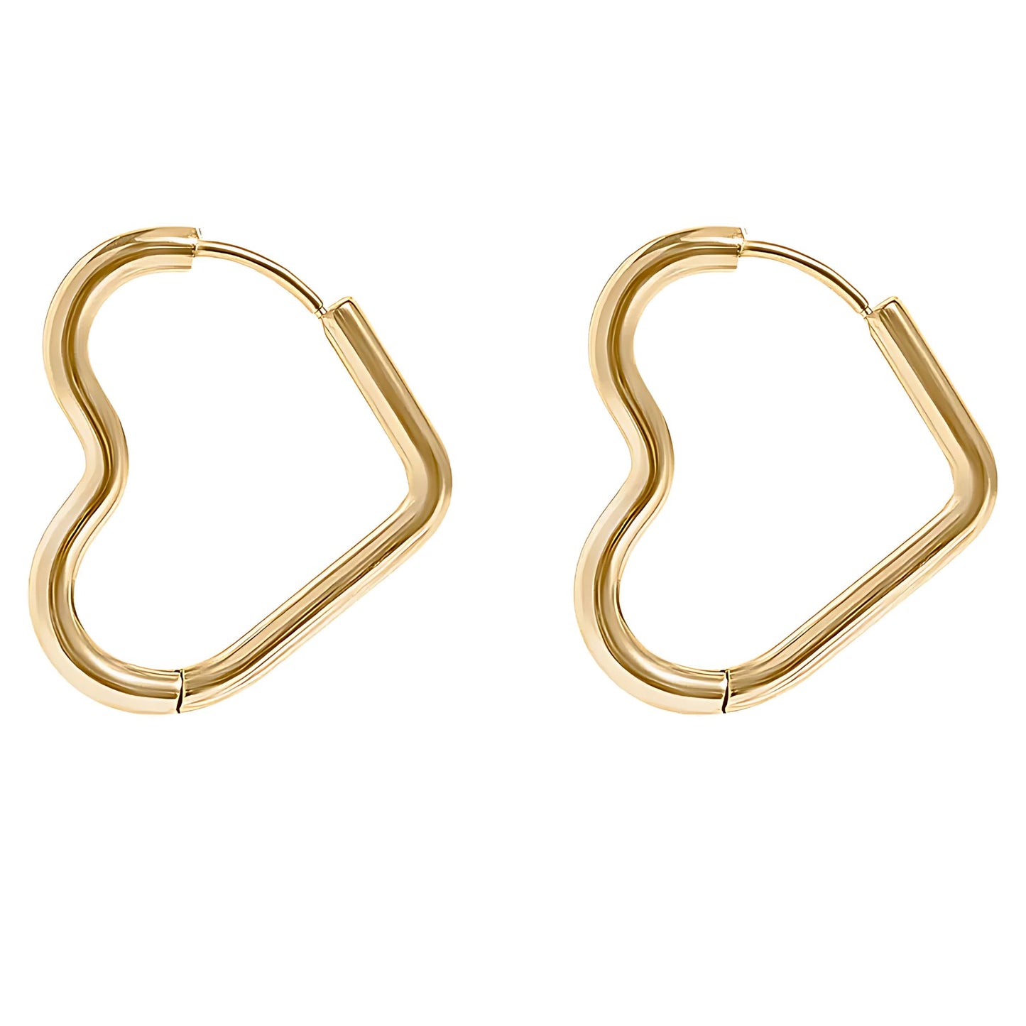 HeartHoopEarringsforWomenbyGingerLyneGoldStainlessSteelLightweightClassicEverydayStyle_Gold-1