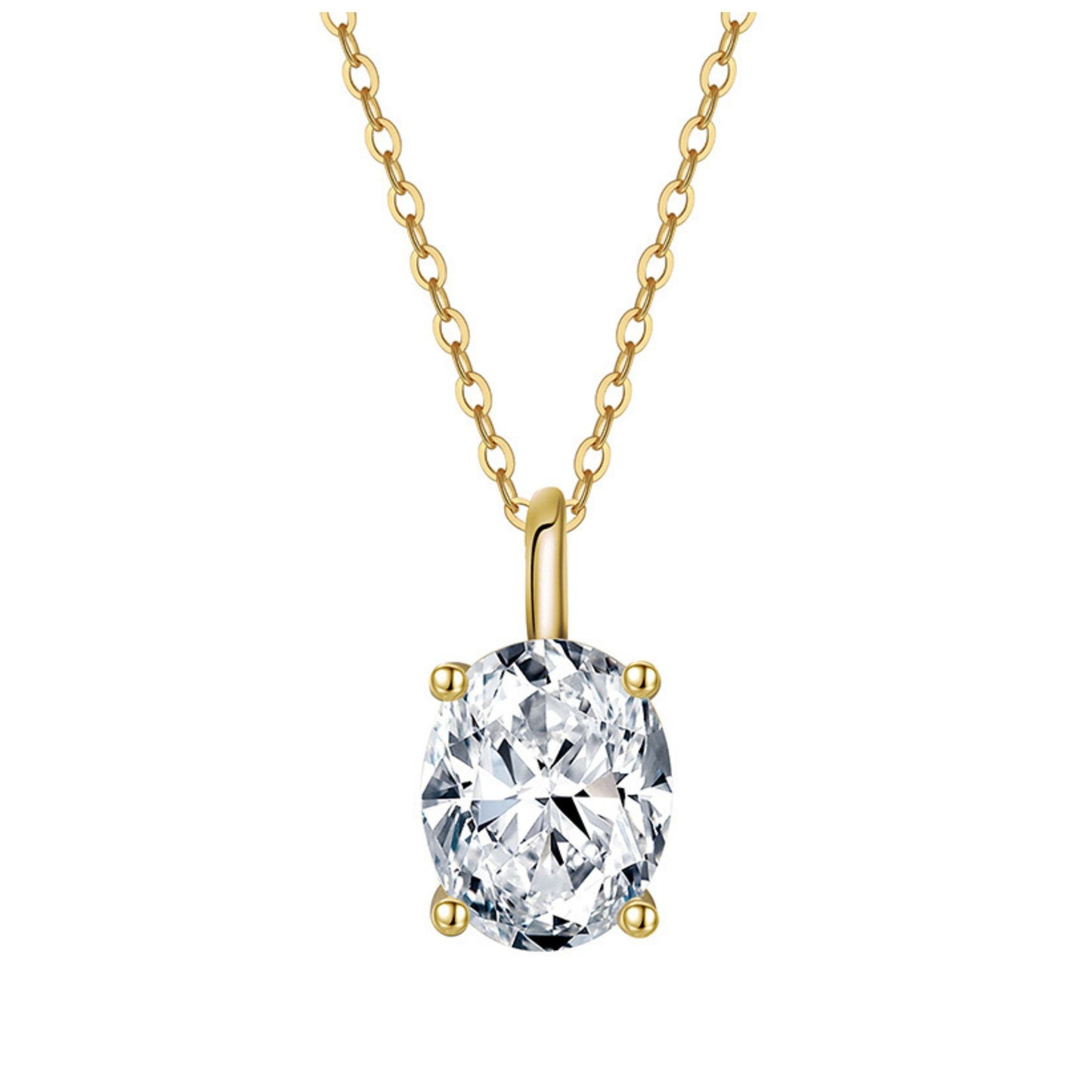 OvalSolitaireNecklaceforWomenSterlingSilver2.5Ct8ACubicZirconiaPendant18"ChainbyGingerLyne_Gold-1