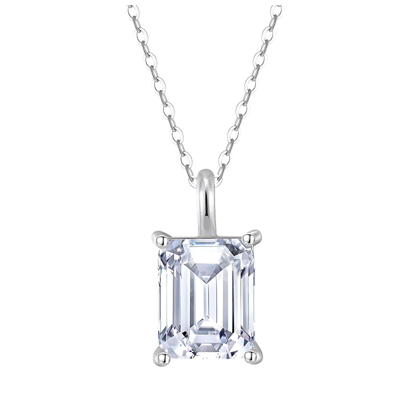EmeraldCutSolitaireNecklaceforWomenSterlingSilver4CtCubicZirconia18"ChainGingerLyne_Silver-1