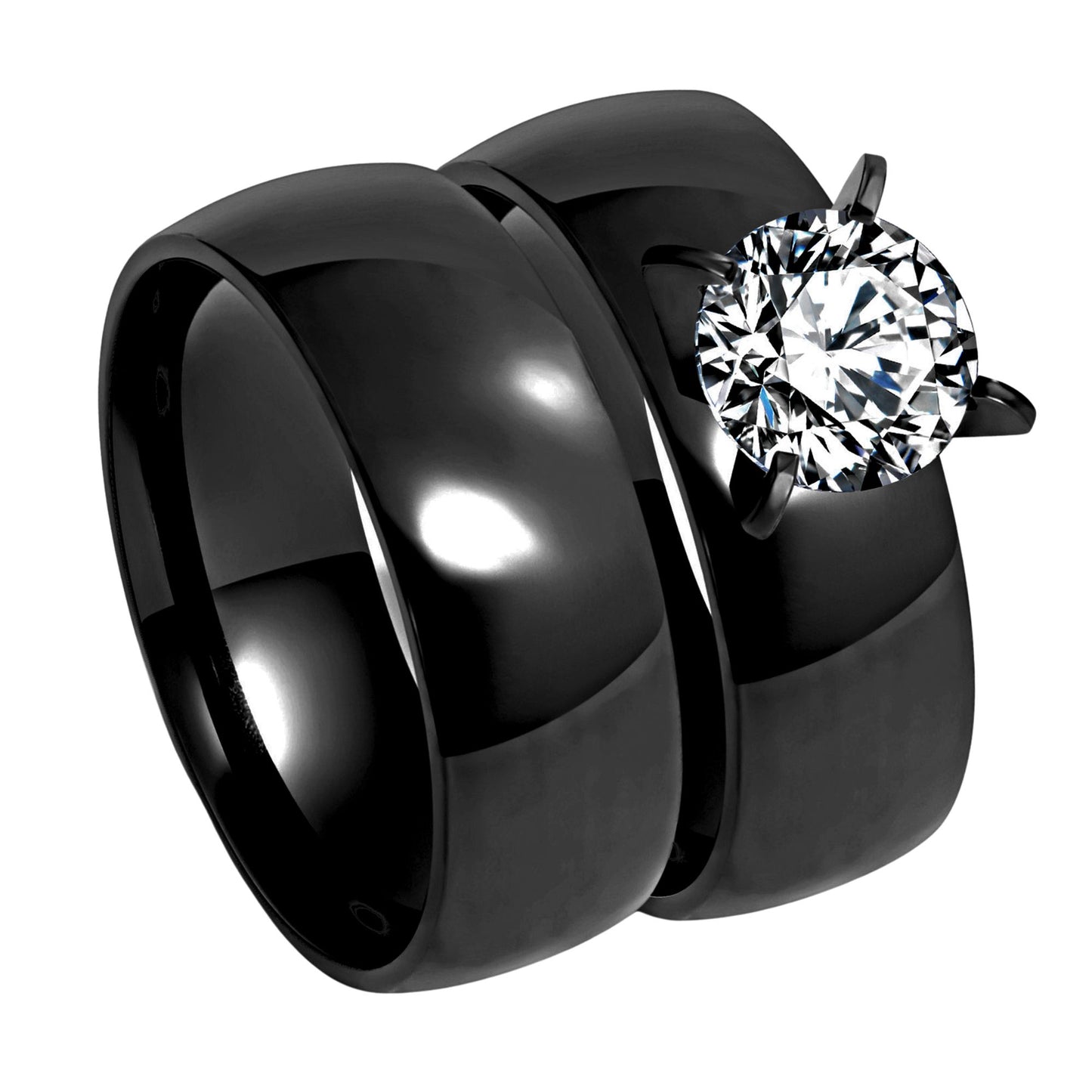 KindallWeddingRingSetforwomenGoldStainlessSteelEngagementRingandBandbyGingerLyne_Black-1