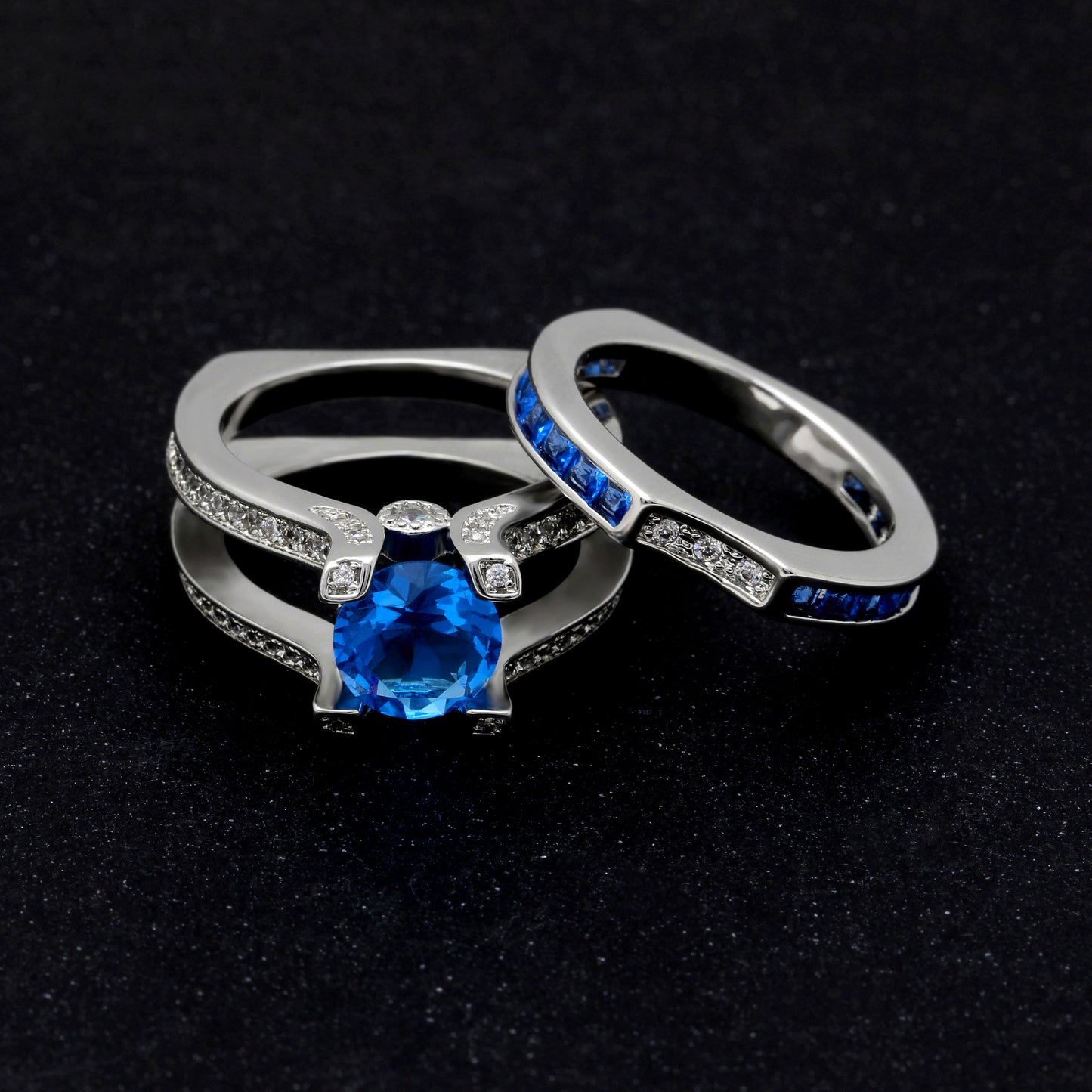 SkylarWeddingRingSetforWomenEngagementRingandMatchingBandCzGingerLyneCollection_Blue/Blue-2