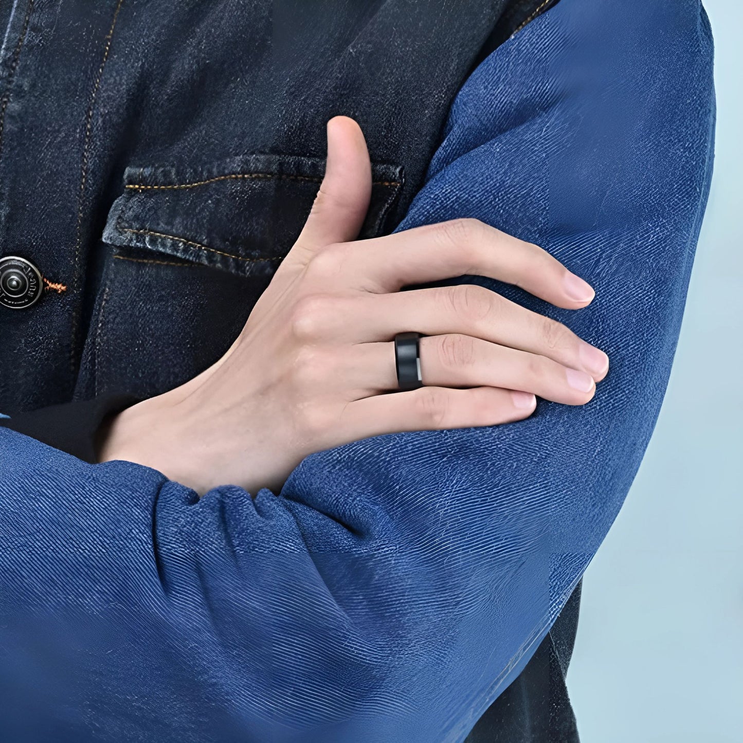 MatteBlackTungstenCarbideWeddingBandRingWomenMen6mmor8mmGingerLyneCollection_8mm-6