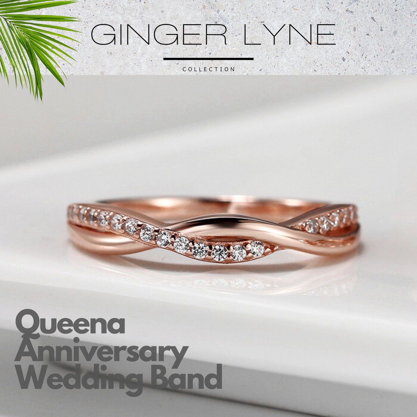 SterlingSilverRoseGoldWeddingBandforWomenHalfEternityCzAnniversaryRingbyGingerLyneCollection_RoseGoldoverWhiteGold-Silver-2