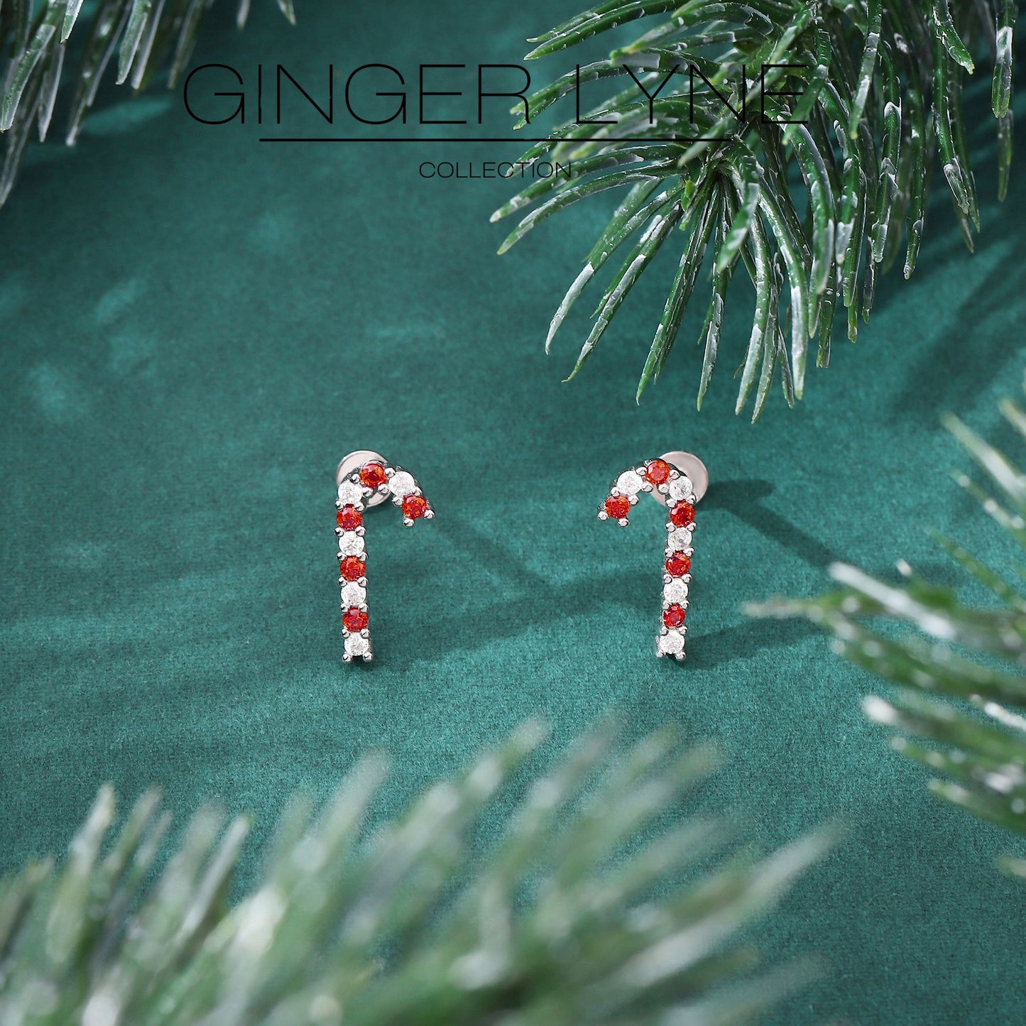 ChristmasCandyCaneFlatBackEarringsforWomenSterlingSilver16gCartilageHelixLobeBodyPiercingStudbyGingerLyneCollection_Silver-5