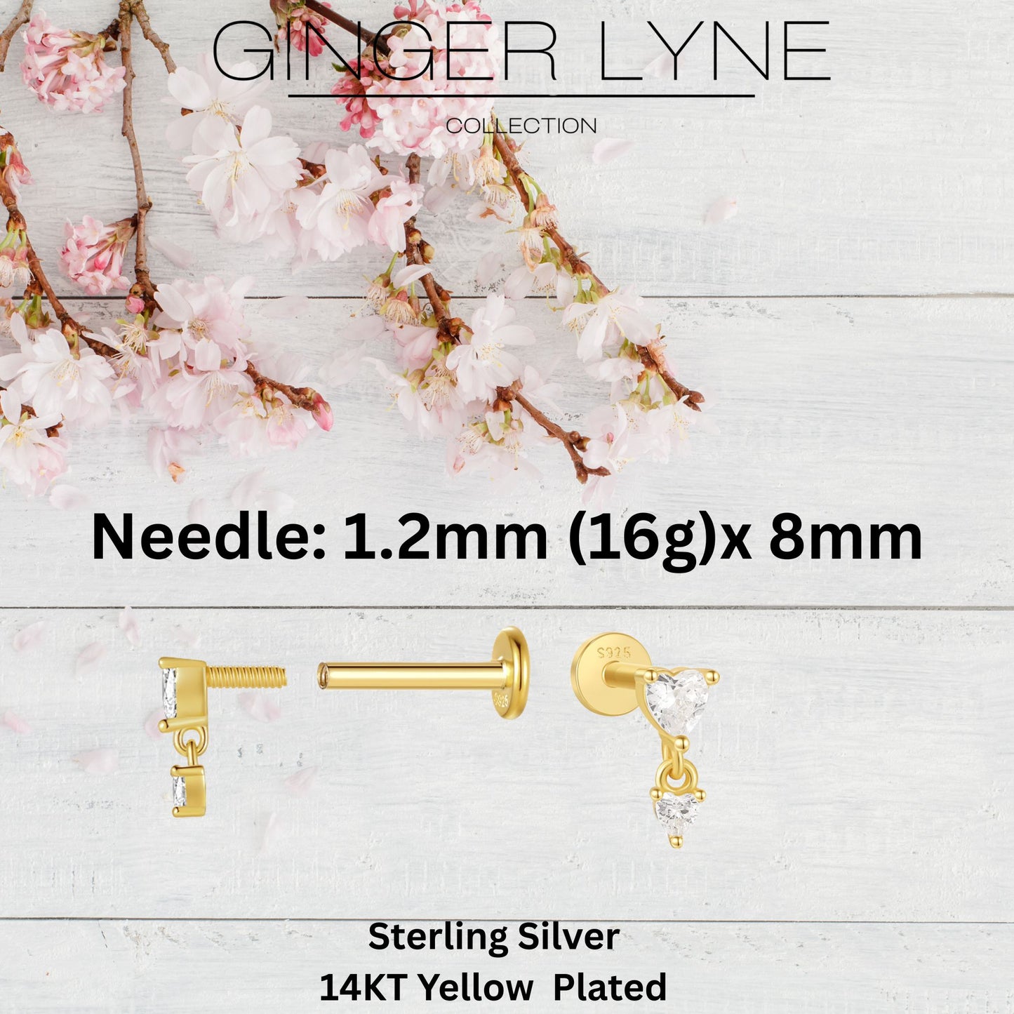 HeartDangleCZFlatBackEarringsforCartilageHelixTragusLobe14KtGoldPlatedSterlingSilver1pairbyGingerLyne_Gold-3