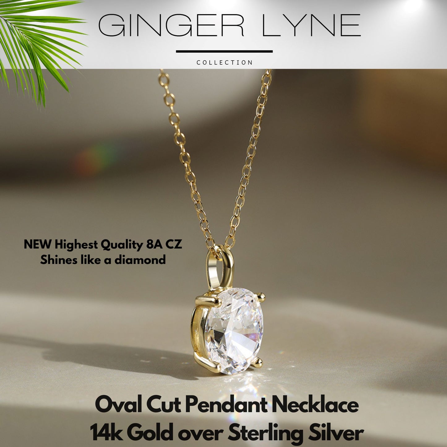 OvalSolitaireNecklaceforWomenSterlingSilver2.5Ct8ACubicZirconiaPendant18"ChainbyGingerLyne_-4