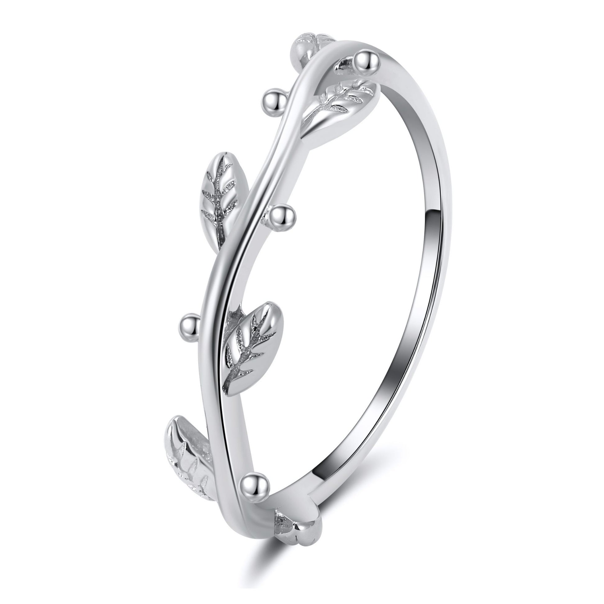 IvyVineWeddingBandforWomenOliveBranchStackingRingSterlingSilverEternityBandGingerLyne_Silver-1