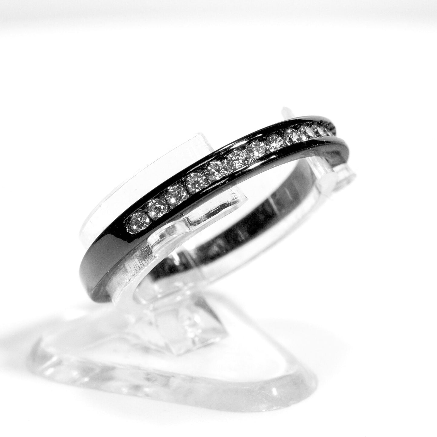 VictoriaAnniversaryBandRingSterlingSilverCzWomensGingerLyneCollection_BlackClear-4
