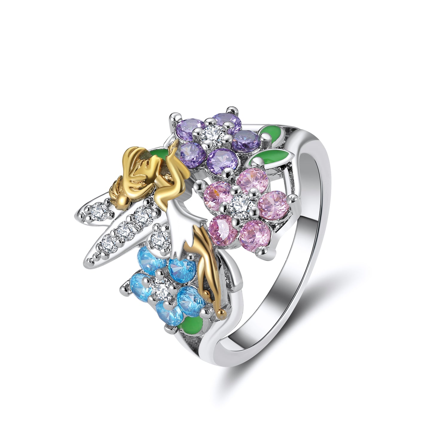 FairyRingsforWomenWingedAngelFlowerCubicZirconiaGingerLyneCollection_Silver-1