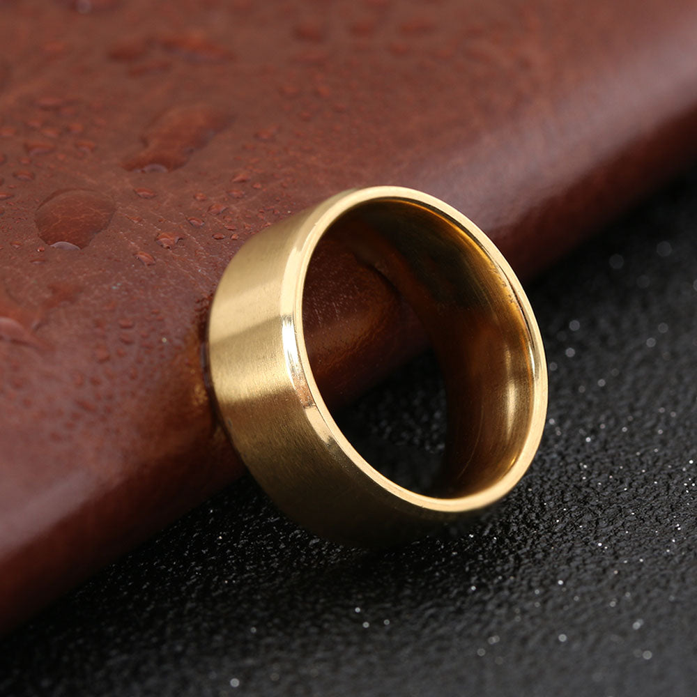 8mmWeddingBandRingWomensMensBlackStainlessSteelGingerLyneCollection_Gold-3