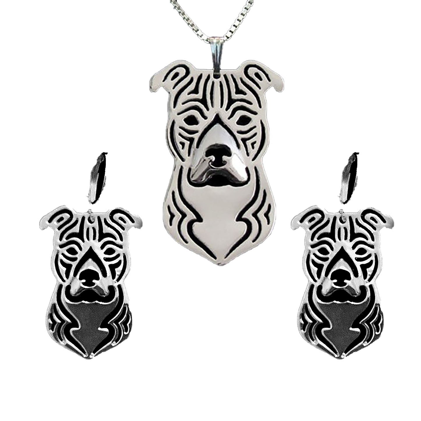 PitBullStaffordshireTerrierDogNecklaceSetSilverWomensGingerLyneCollection_StaffordSet-1