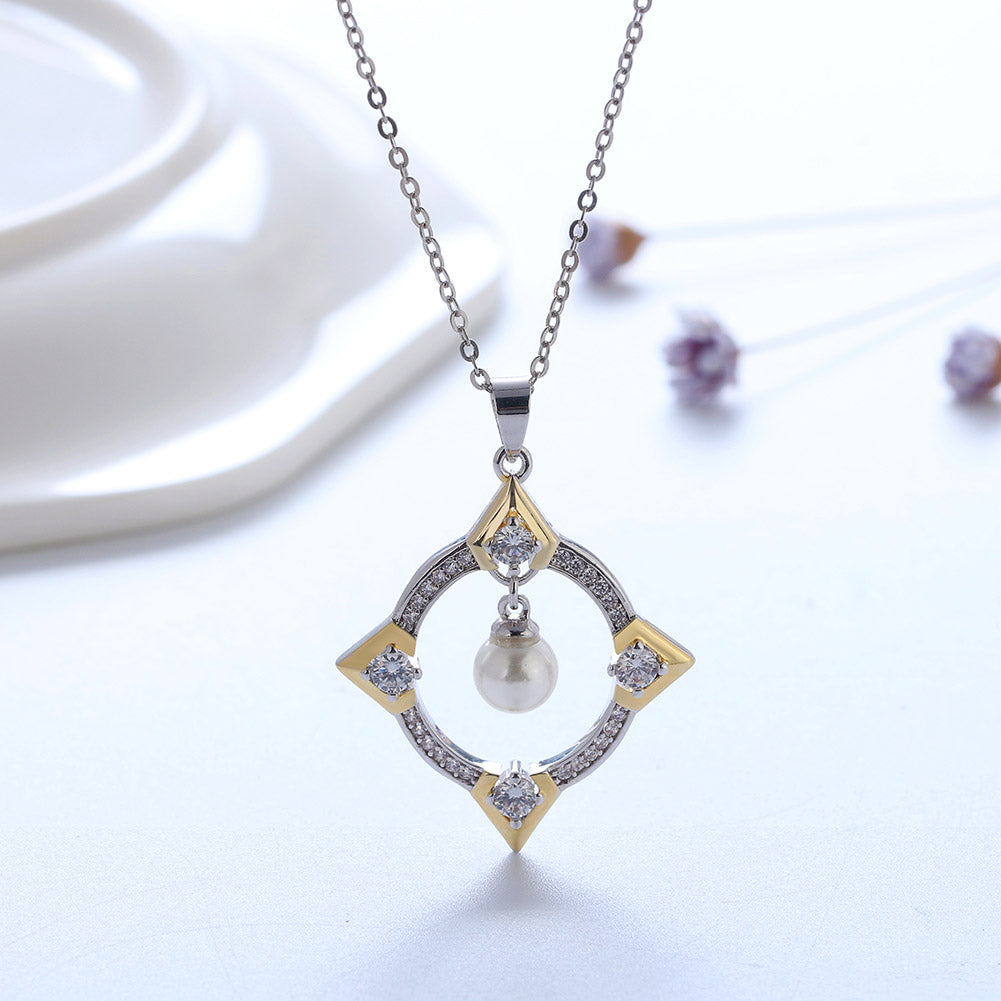WindowPatternPendantNecklaceforWomenDanglePearlCuGingerLyneCollection_Silver-2