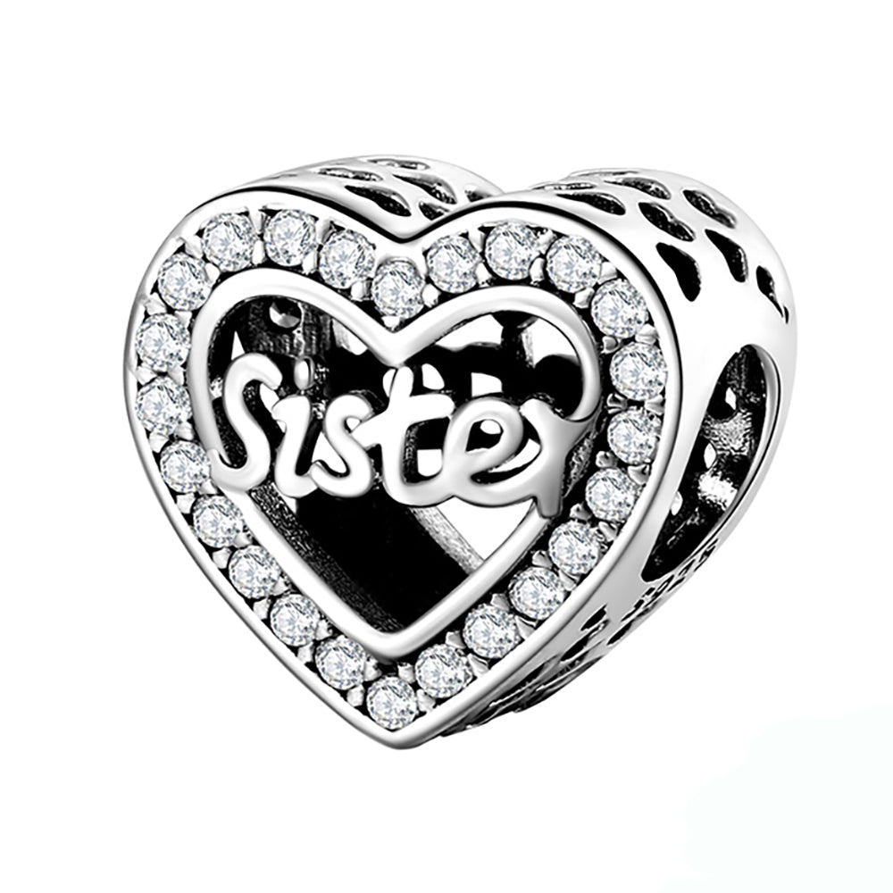 SisterHeartCharmClearCubicZirconiaSterlingSilverWomensGingerLyneCollection_Silver-1